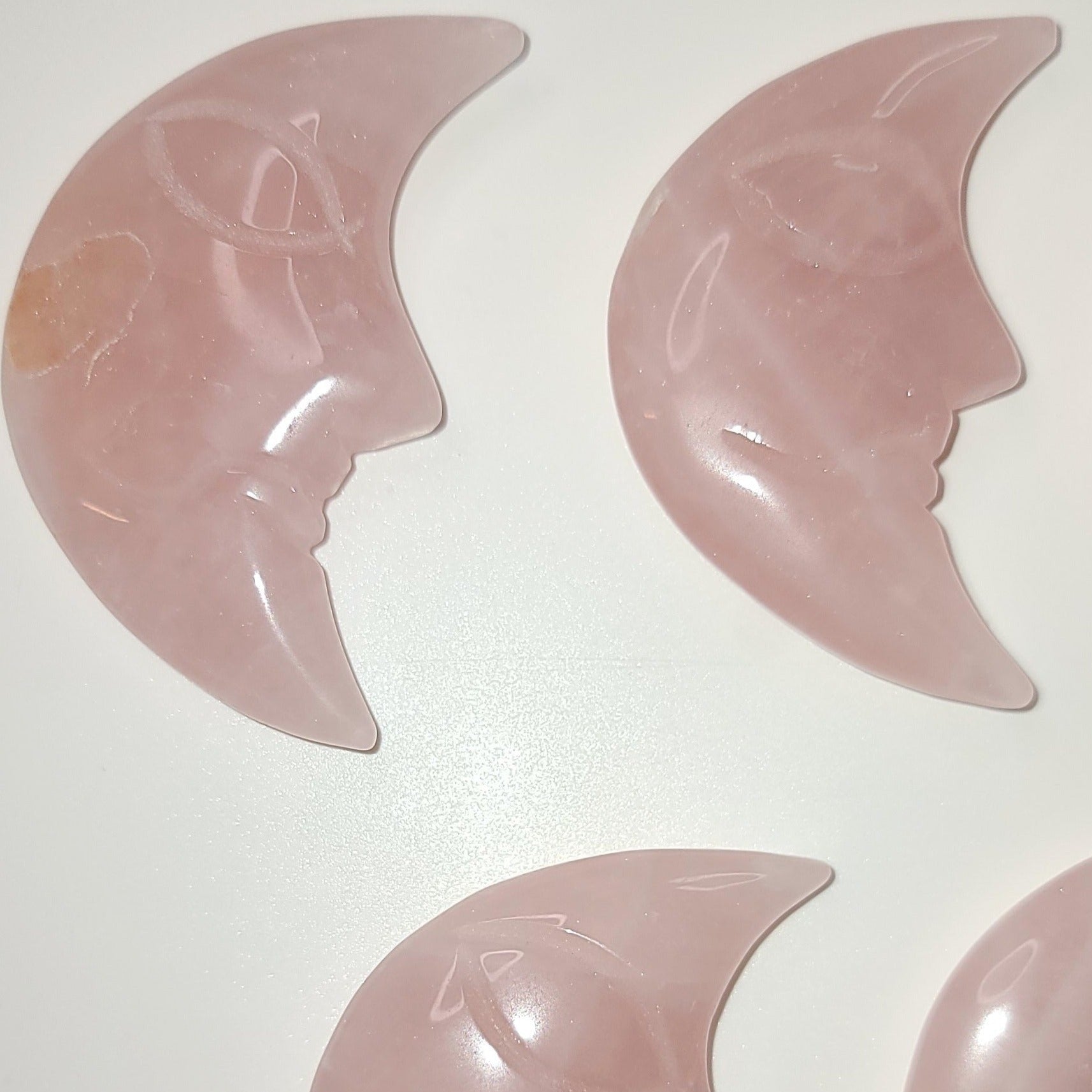 Rose Quartz Crystal moon carvings - DejaMarah Crystal Therapy 